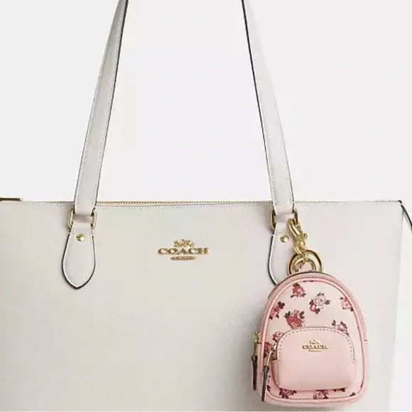 COACH MINI COURT BACKPACK BAGCHARM WITH ROSETTE PRINT - Picture 2 of 5